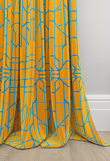 Bamboo Candy, Blue Orange - Made To Measure Curtains